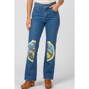 Vtg 70s Sedgefield Flare Bell Bottom Jeans 25 USA Virgo Astrology Art Nouveau